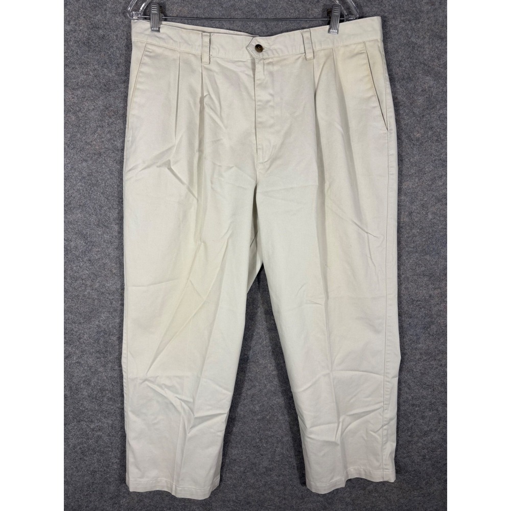 Dockers Mens Khaki Pleated Cotton Pants Size 38x29 Straight Leg Casual Chinos